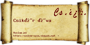 Csikár Éva névjegykártya